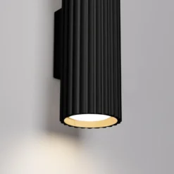 Aplique de pared de carbono, negro, altura 20 cm, aluminio, 2 luces.