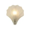 Aplique de pared de concha, blanco satinado, forma de concha, cristal, IP44