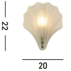 Aplique de pared de concha, blanco satinado, forma de concha, cristal, IP44