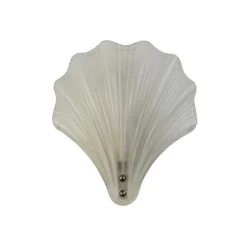 Aplique de pared de concha, blanco satinado, forma de concha, cristal, IP44