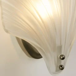 Aplique de pared de concha, blanco satinado, forma de concha, cristal, IP44
