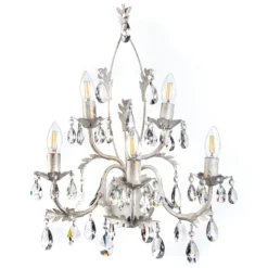 Aplique de pared de cristal Teresa, marfil, 5 luces