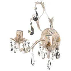 Aplique de pared de cristal Teresa, marfil 2 luces