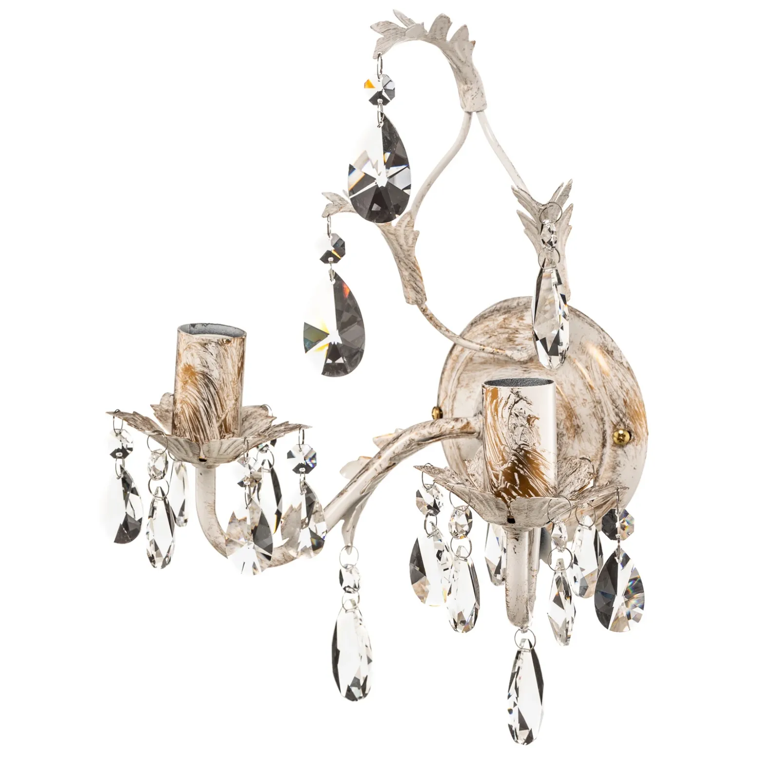 Aplique de pared de cristal Teresa, marfil 2 luces
