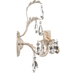 Aplique de pared de cristal Teresa, marfil 2 luces