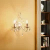 Aplique de pared de cristal Teresa, marfil 2 luces