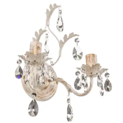 Aplique de pared de cristal Teresa, marfil 2 luces