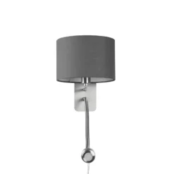 Aplique de pared de hotel con brazo de lectura LED, redondo, gris