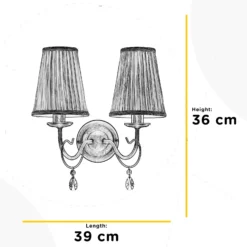 Aplique de pared Delia, color bronce, 2 luces, ancho 25 cm
