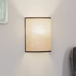 Aplique de pared de yute &black, marrón natural, semicircular