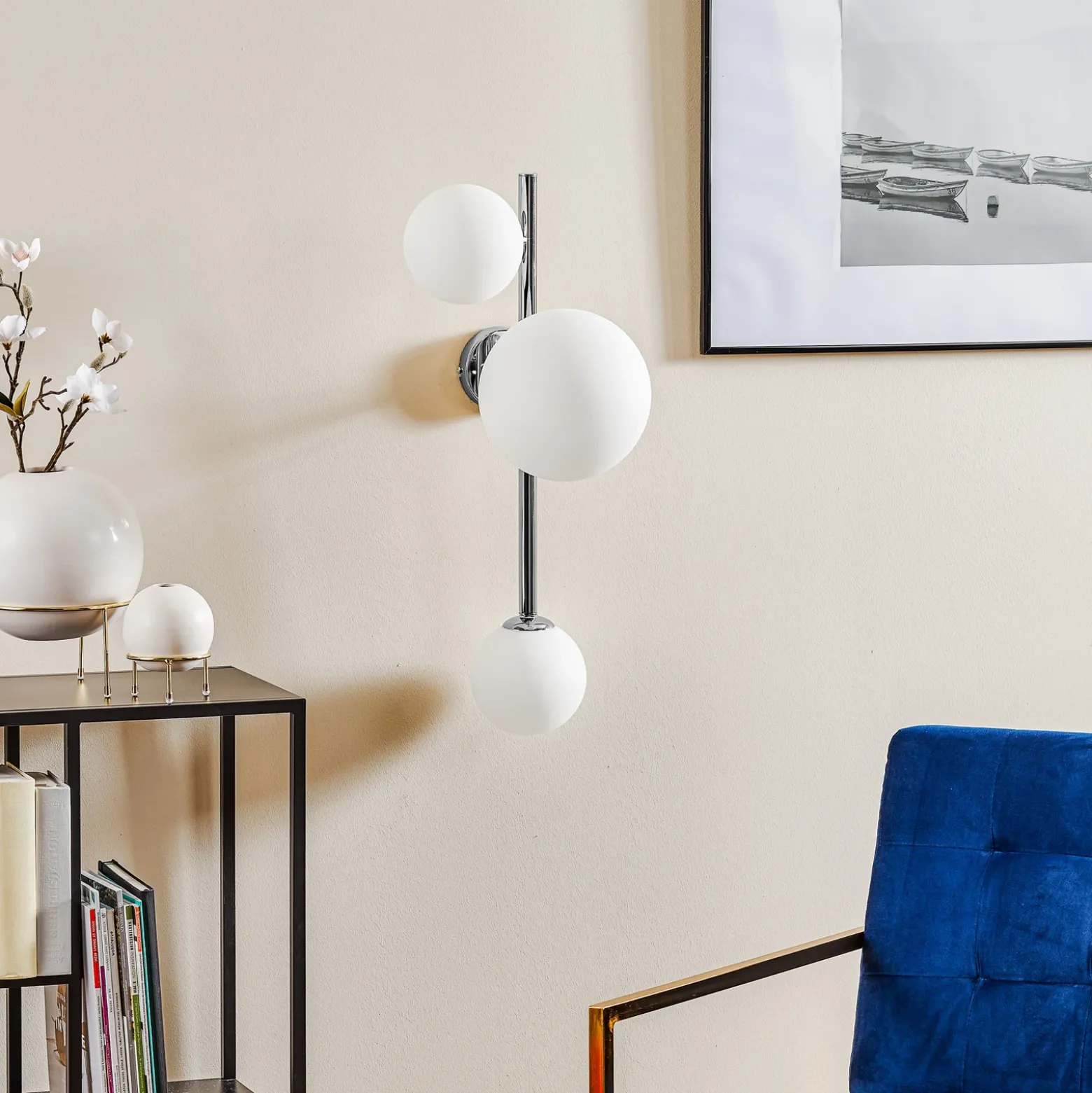 Aplique de pared Dione, 3 luces, cromado