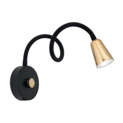 Aplique de pared Dotty, color latón, brazo flexible, atenuador, GU10