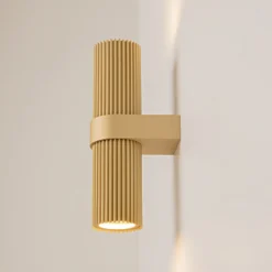 Aplique de Pared DYNAMICS, color dorado, altura 23 cm, metal arriba/abajo