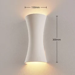 Aplique de pared Edon de Lindby, blanco, yeso, cóncavo, 30 cm