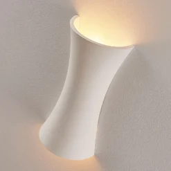 Aplique de pared Edon de Lindby, blanco, yeso, cóncavo, 30 cm