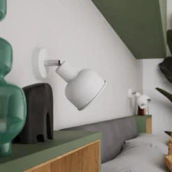 Aplique de pared Elba, blanco, metal, Ø 19 cm, E27