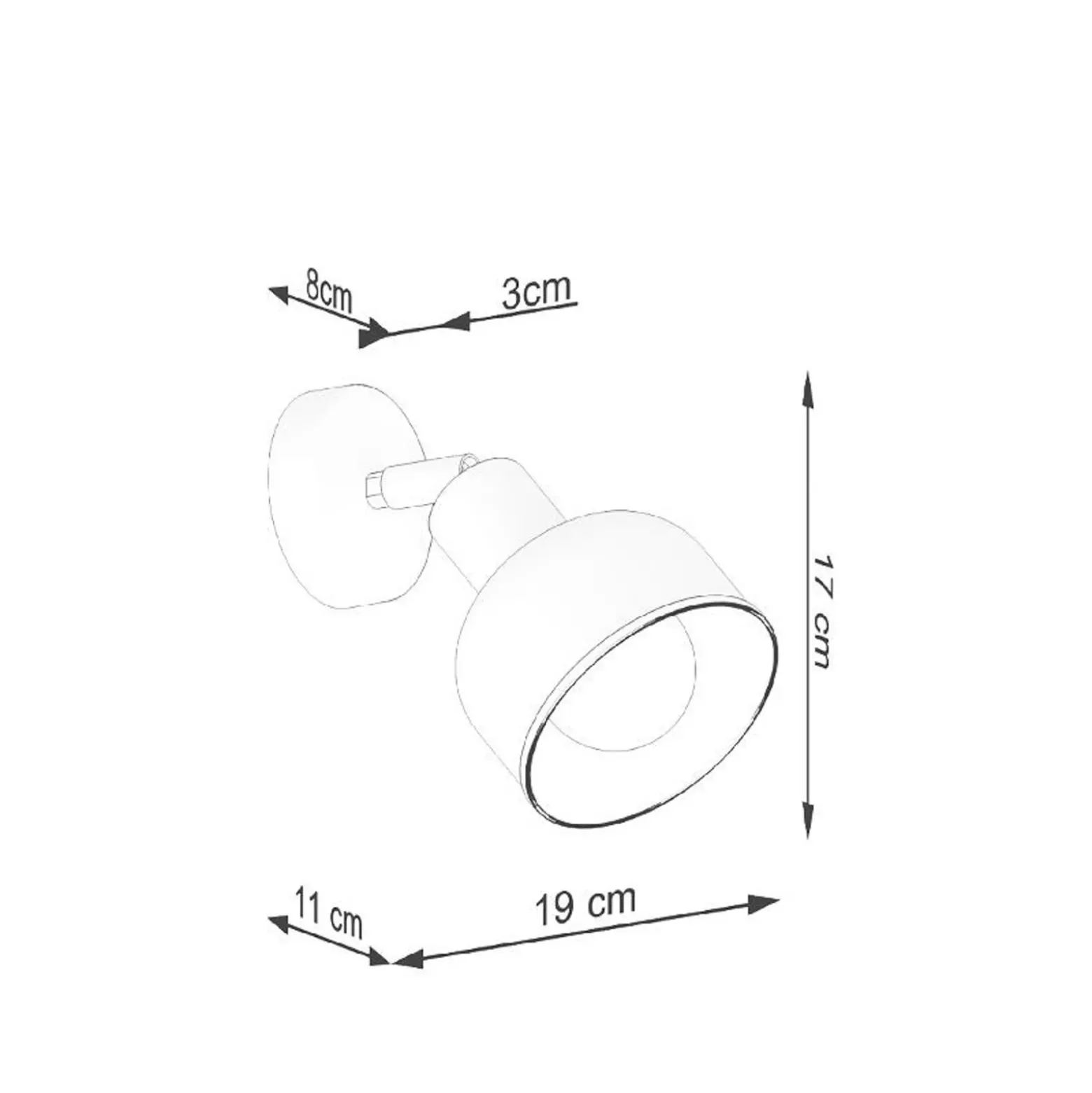 Aplique de pared Elba, blanco, metal, Ø 19 cm, E27