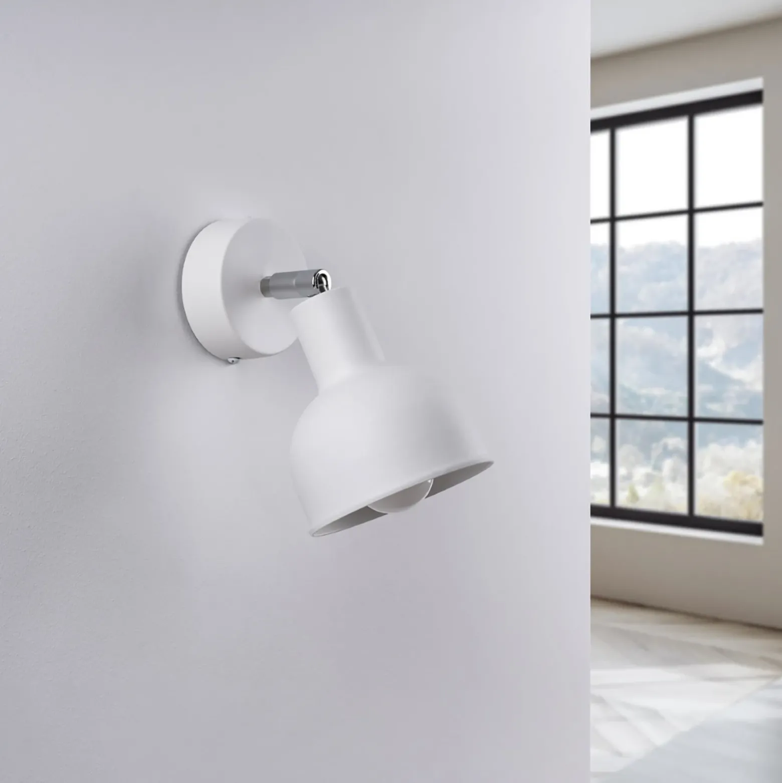 Aplique de pared Elba, blanco, metal, Ø 19 cm, E27