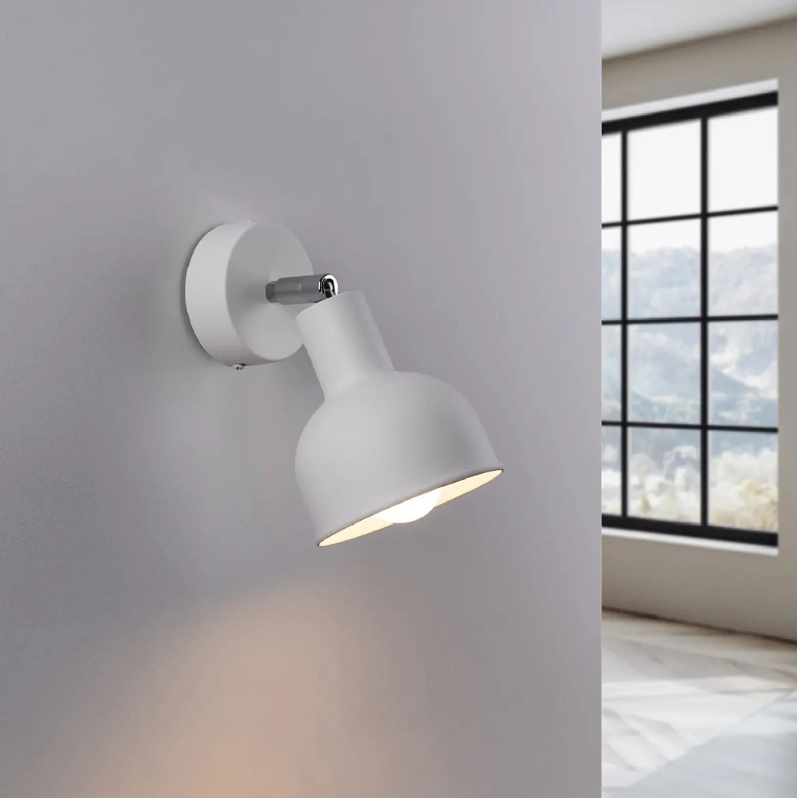 Aplique de pared Elba, blanco, metal, Ø 19 cm, E27
