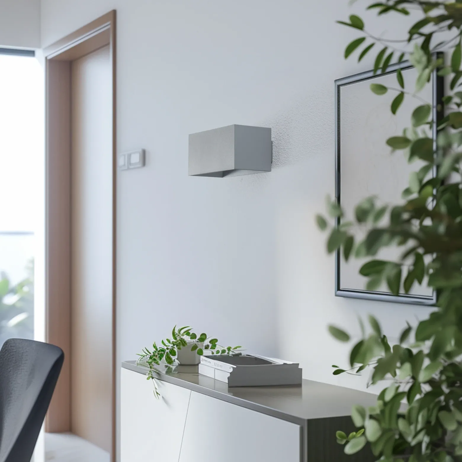 Aplique de pared Elestren, gris, 20 cm de ancho