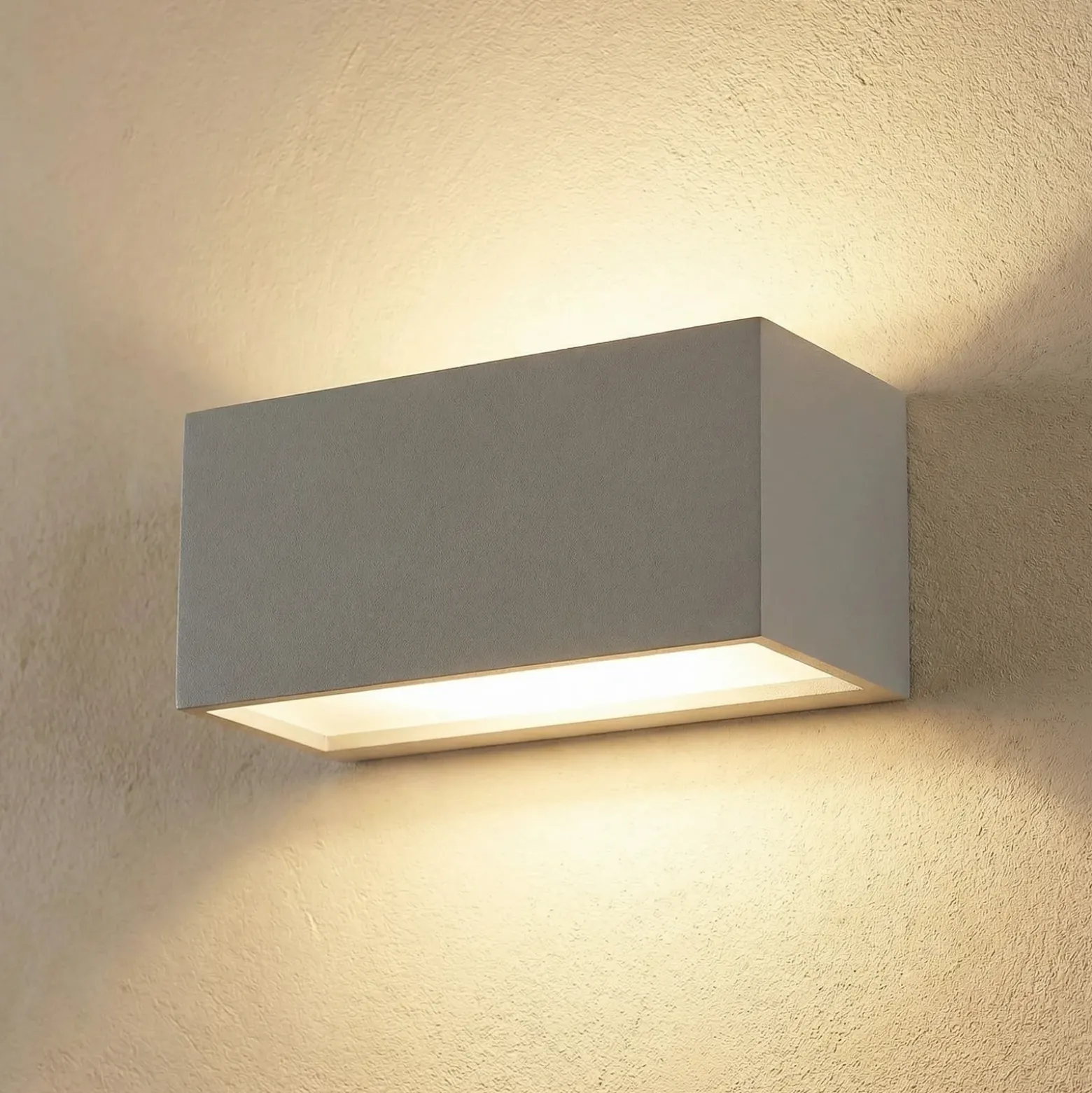 Aplique de pared Elestren, gris, 20 cm de ancho