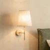 Aplique de pared Elizabeth, color arena/beige, de lino, 39 cm de altura, E27