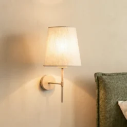 Aplique de pared Elizabeth, color arena/beige, de lino, 39 cm de altura, E27