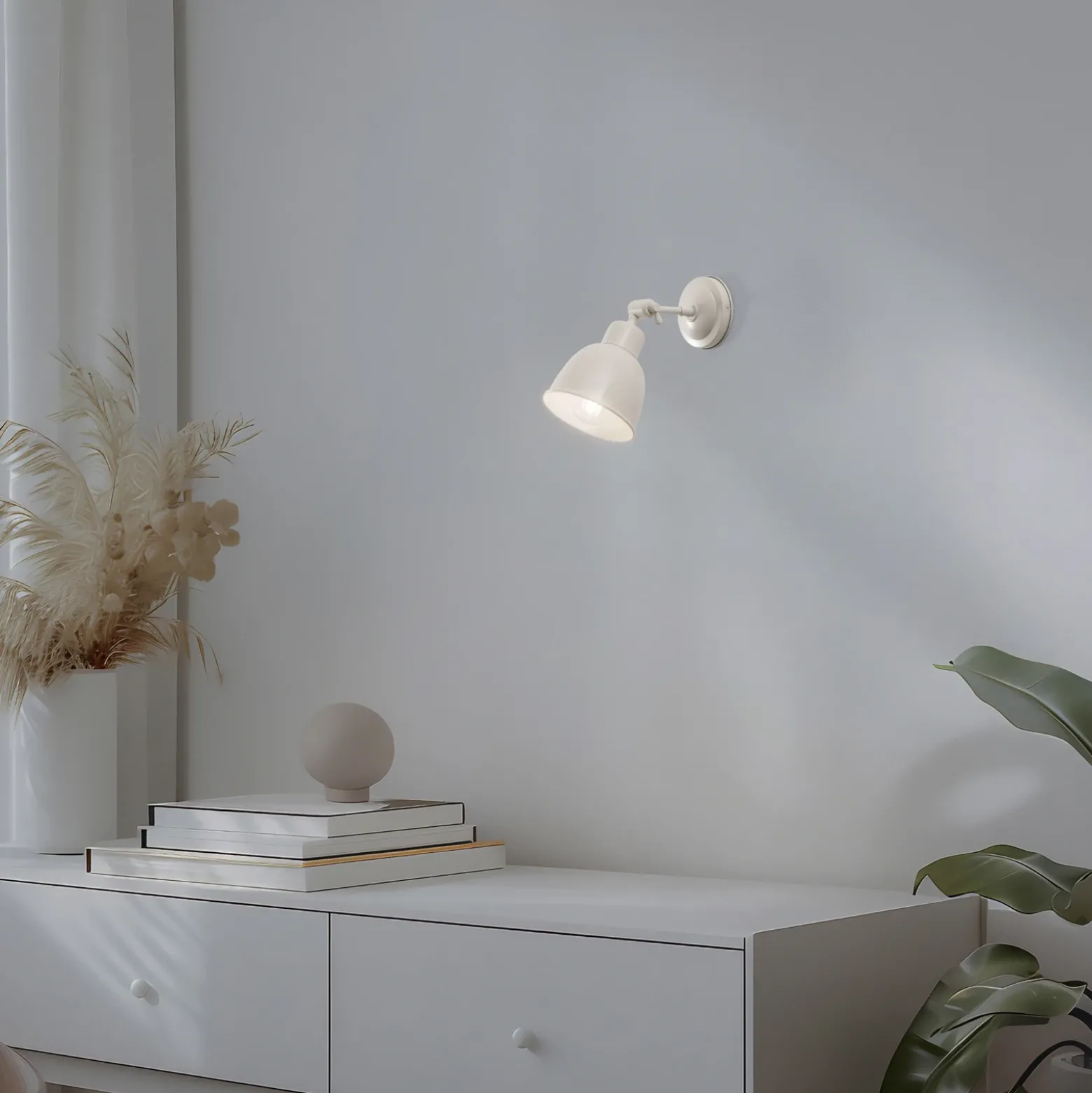 Aplique de pared Emoti, beige, 1 luz, acero, Ø 10 cm