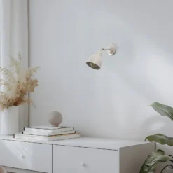 Aplique de pared Emoti, beige, 1 luz, acero, Ø 10 cm