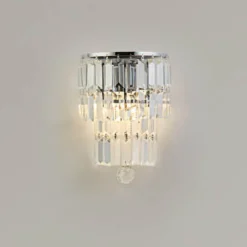 Aplique de pared Empire, cromo/ cristal transparente, acero, IP44