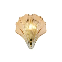Aplique de pared en forma de concha, tintado ámbar, cristal, IP44
