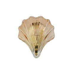 Aplique de pared en forma de concha, tintado ámbar, cristal, IP44