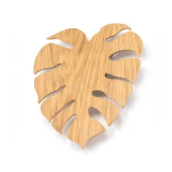 Aplique de pared Envostar Folah, forma de hoja, madera clara, 40 x 35 cm