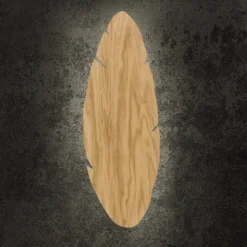Aplique de pared Envostar Lehti, forma de hoja, madera clara, 51 x 18 cm
