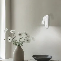 Aplique de pared Enzo Long, blanco, metal, 22 cm, regulable, G9