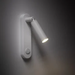 Aplique de pared Enzo Long, blanco, metal, 22 cm, regulable, G9