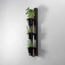Aplique de pared Estantería, acero negro/madera, 90 cm de altura