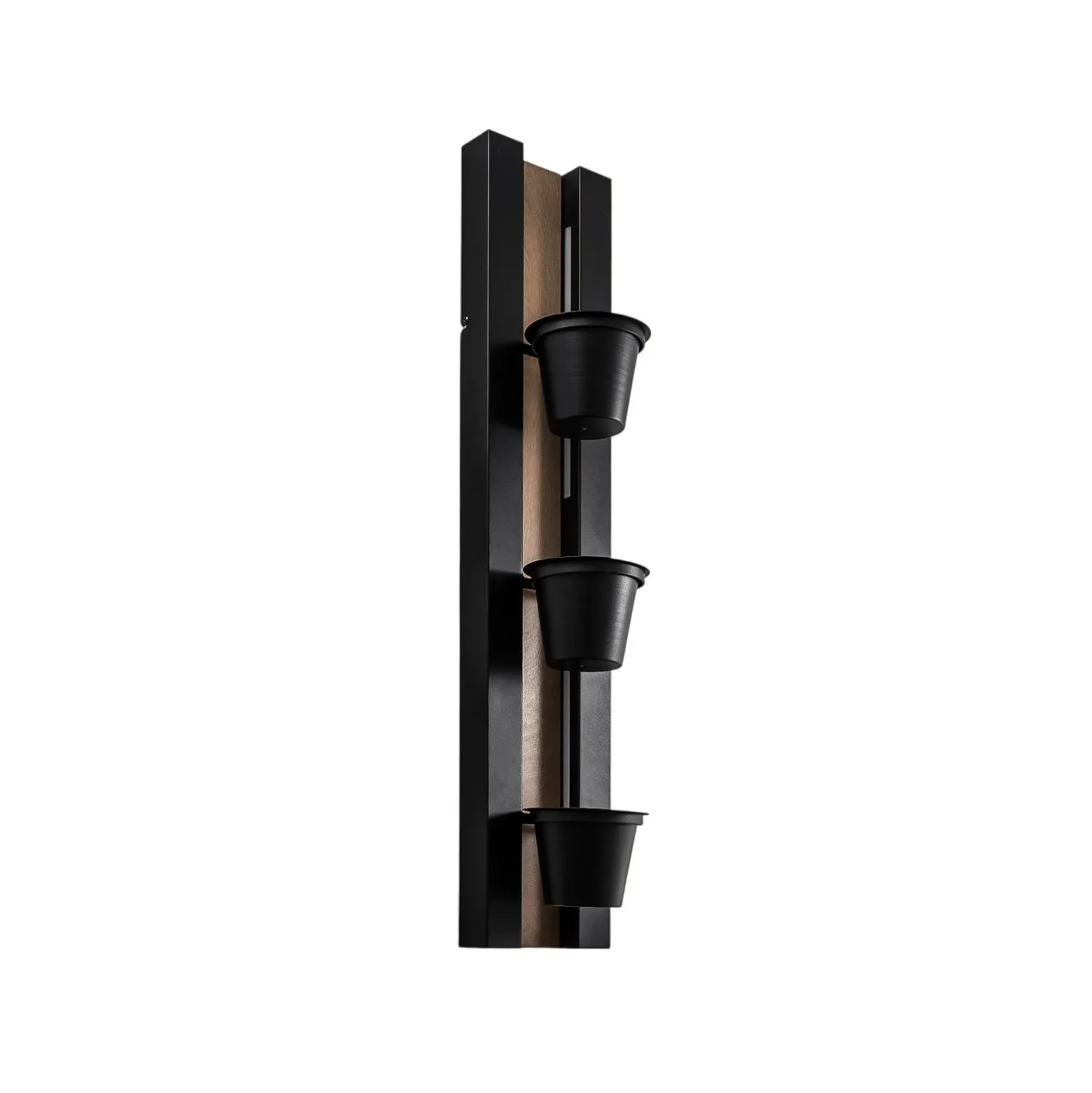 Aplique de pared Estantería, acero negro/madera, 90 cm de altura