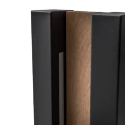 Aplique de pared Estantería, acero negro/madera, 90 cm de altura