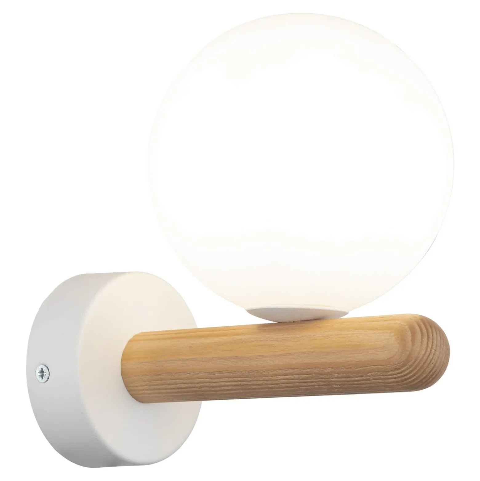 Aplique de pared Estera, blanco/color madera, cristal, G9