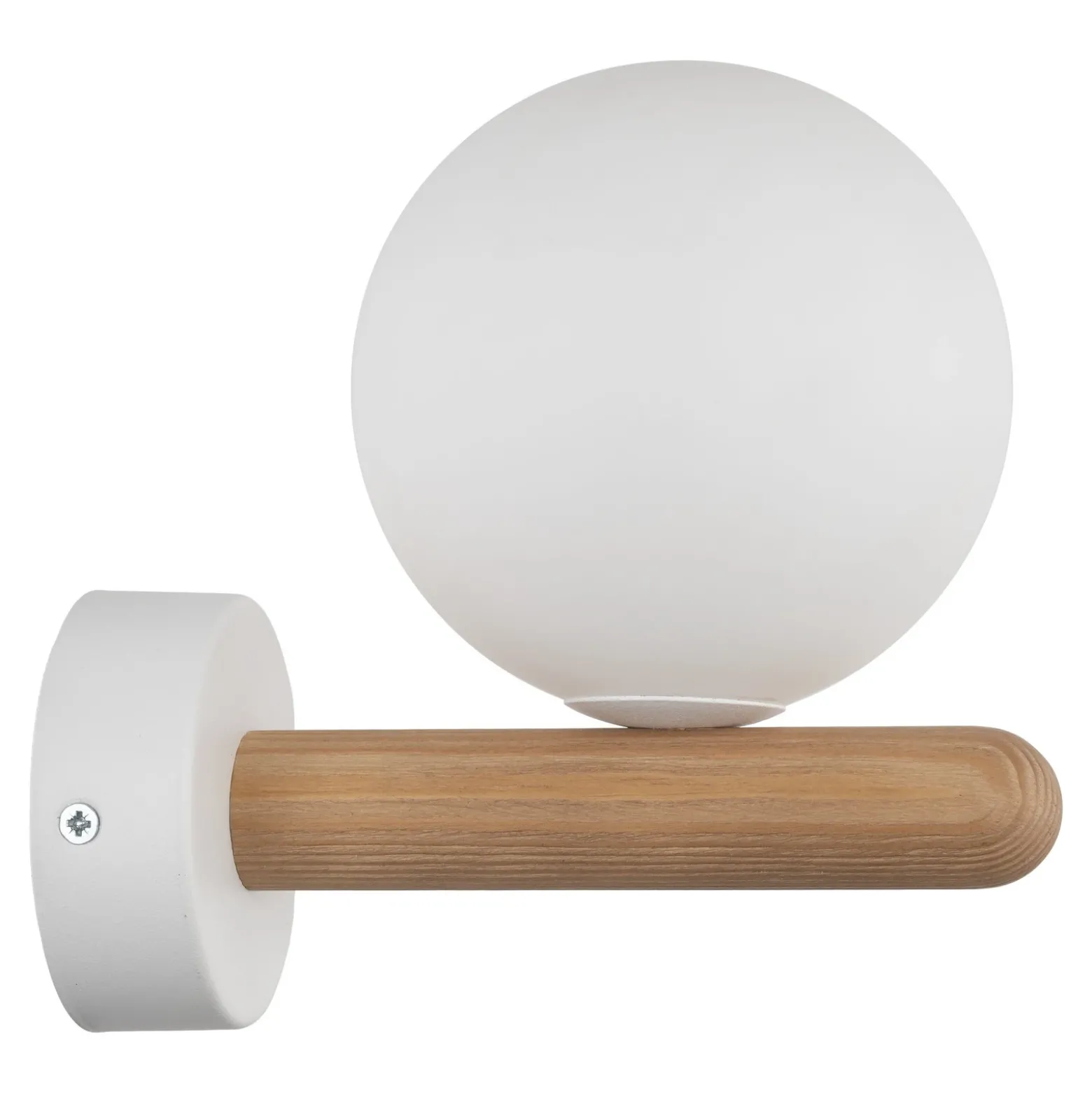 Aplique de pared Estera, blanco/color madera, cristal, G9