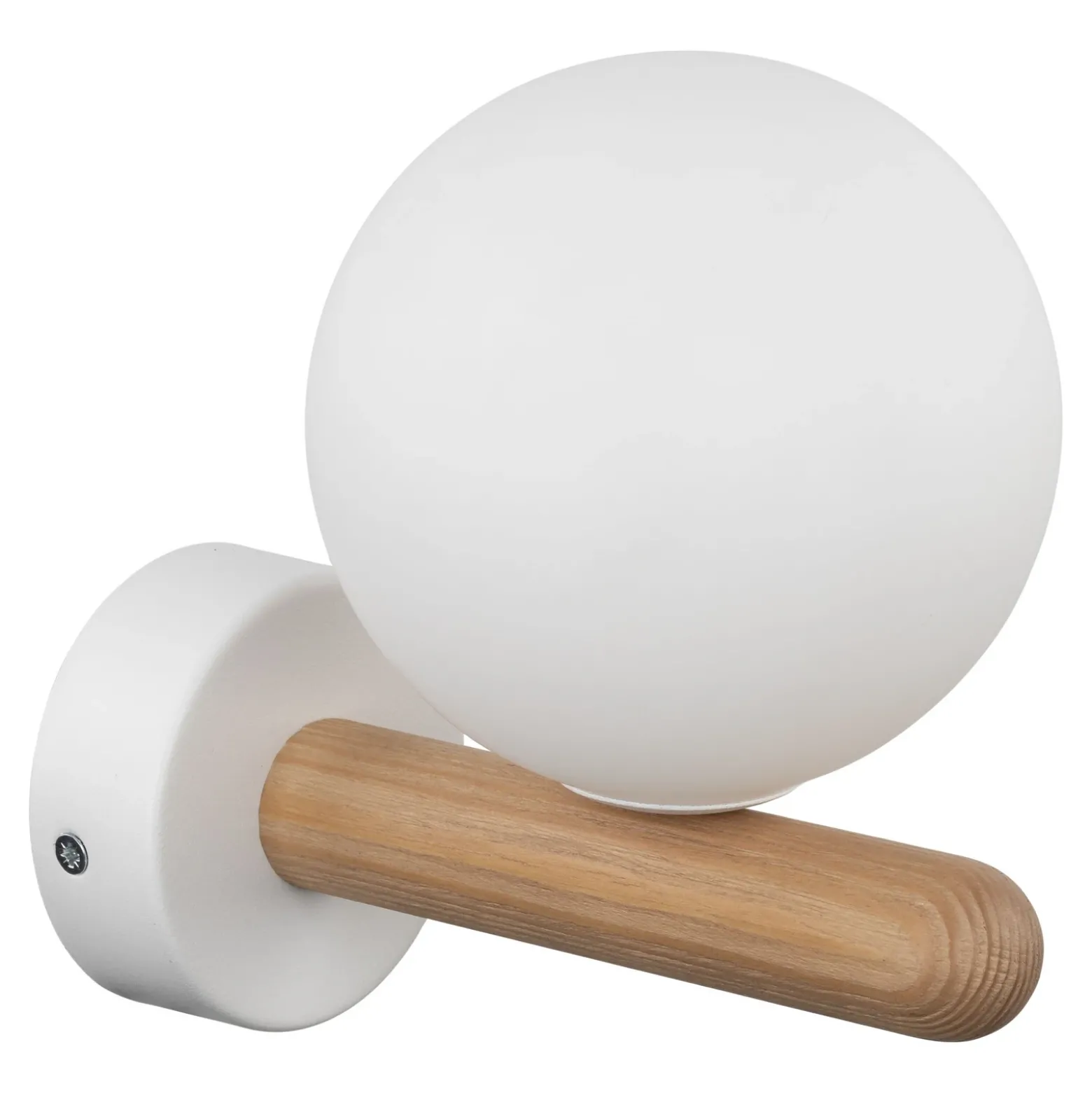 Aplique de pared Estera, blanco/color madera, cristal, G9