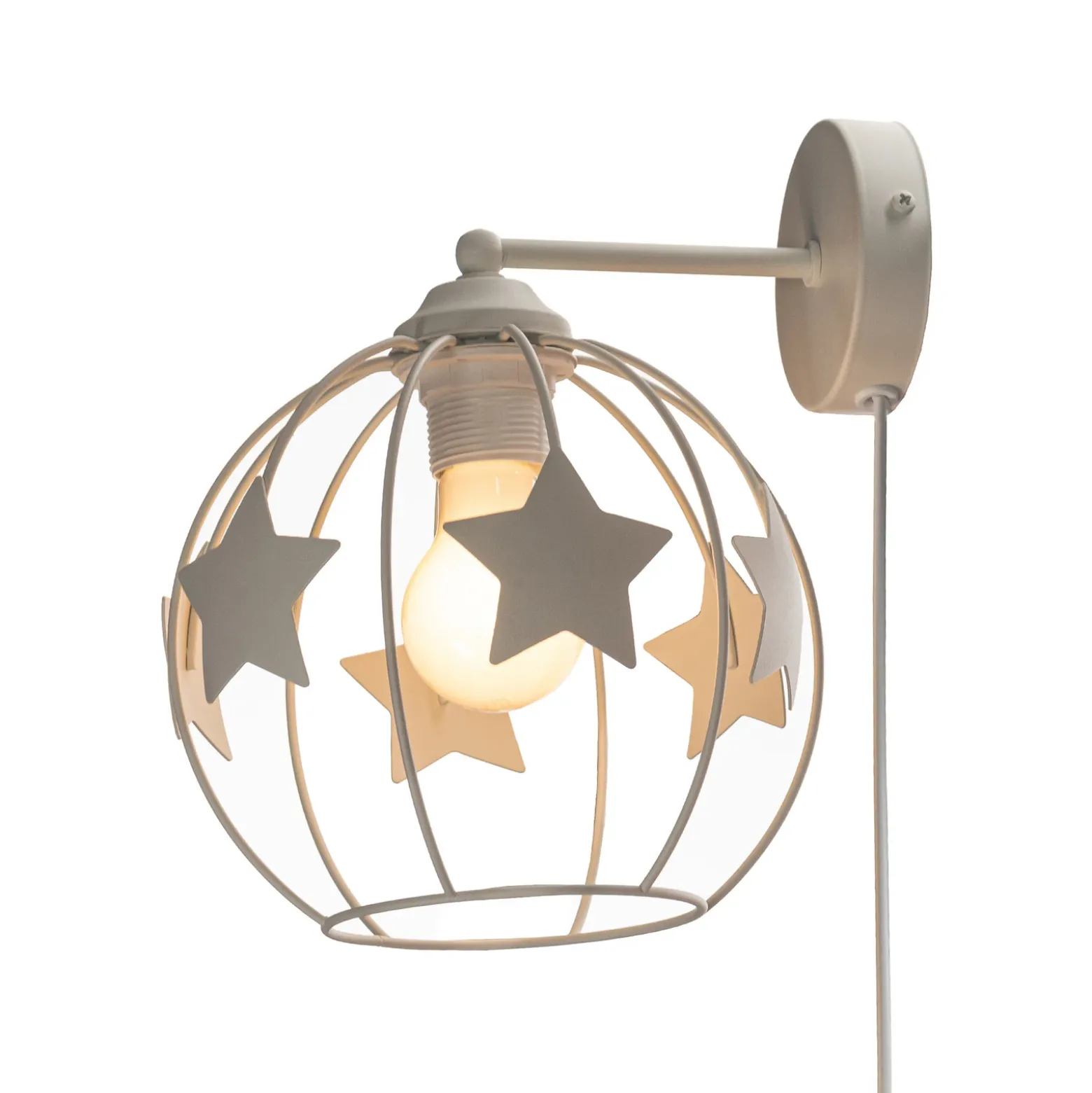 Aplique de pared Estrellas, color arena, metal, Ø 21 cm, enchufe