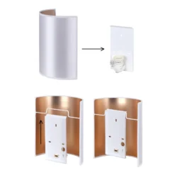 Aplique de pared Euluna de yute, blanco/crudo, semicircular, altura 24 cm