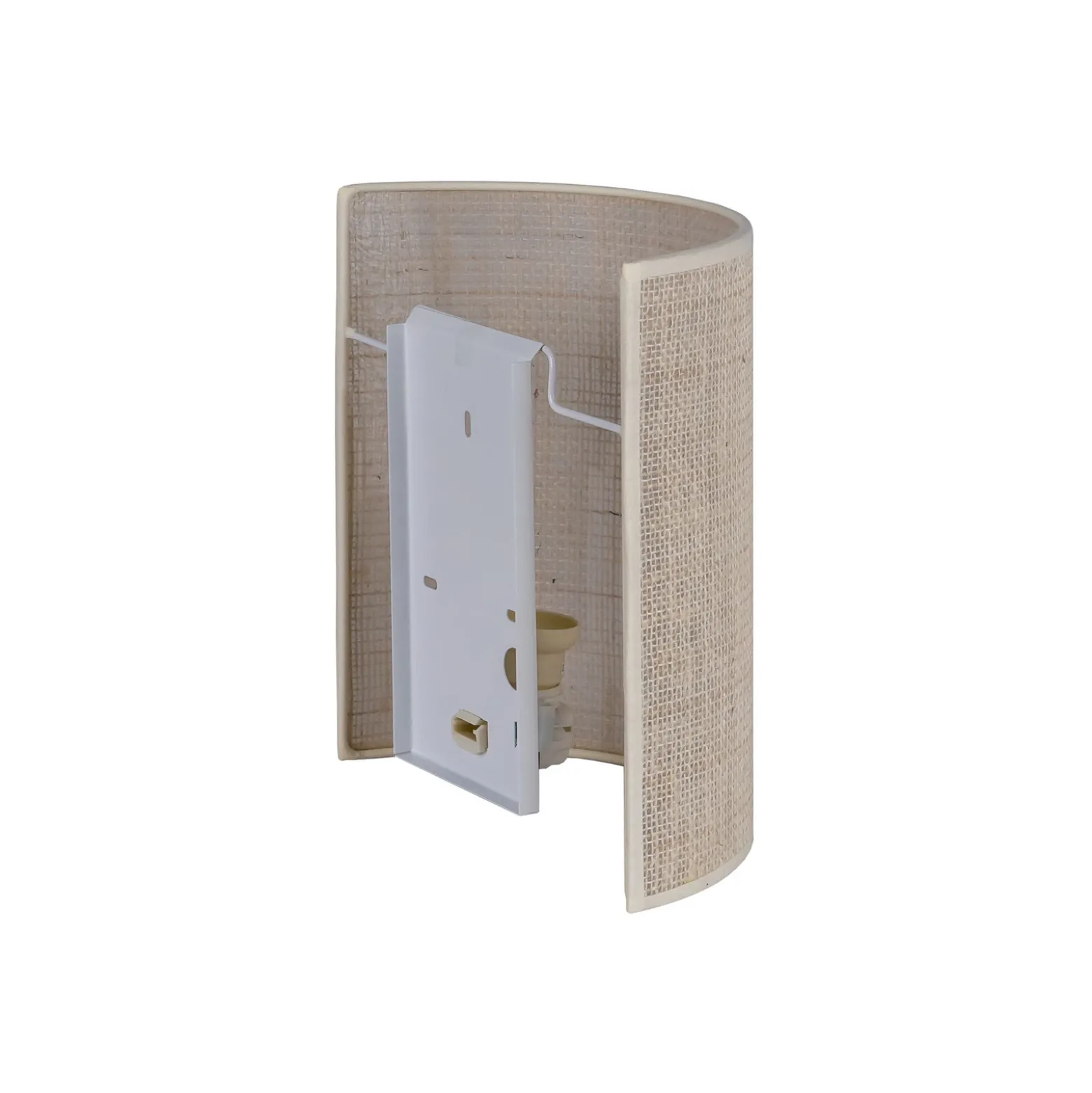 Aplique de pared Euluna de yute, blanco/crudo, semicircular, altura 24 cm