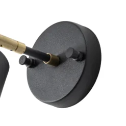 Aplique de pared Evander, negro/dorado, metal, altura 21 cm, E27