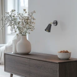 Aplique de pared Evander, negro/dorado, metal, altura 21 cm, E27
