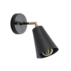 Aplique de pared Evander, negro/dorado, metal, altura 21 cm, E27