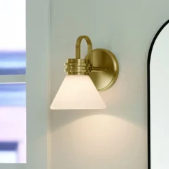 Aplique de pared Farum 1, color bronce, acero, cristal, G9