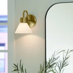 Aplique de pared Farum 1, color bronce, acero, cristal, G9